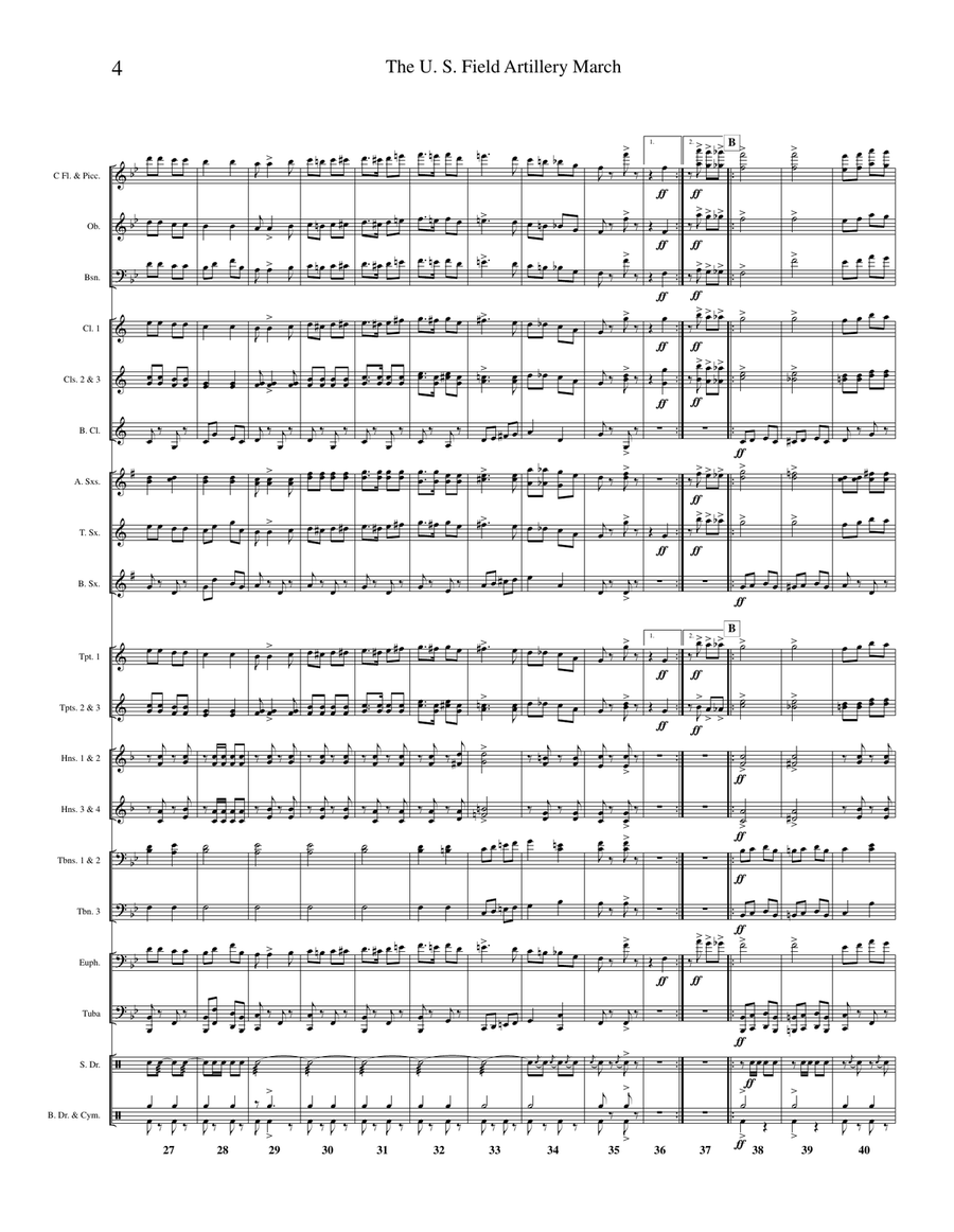 The United States Field Artillery March Concert Band scores gallery preview page 3