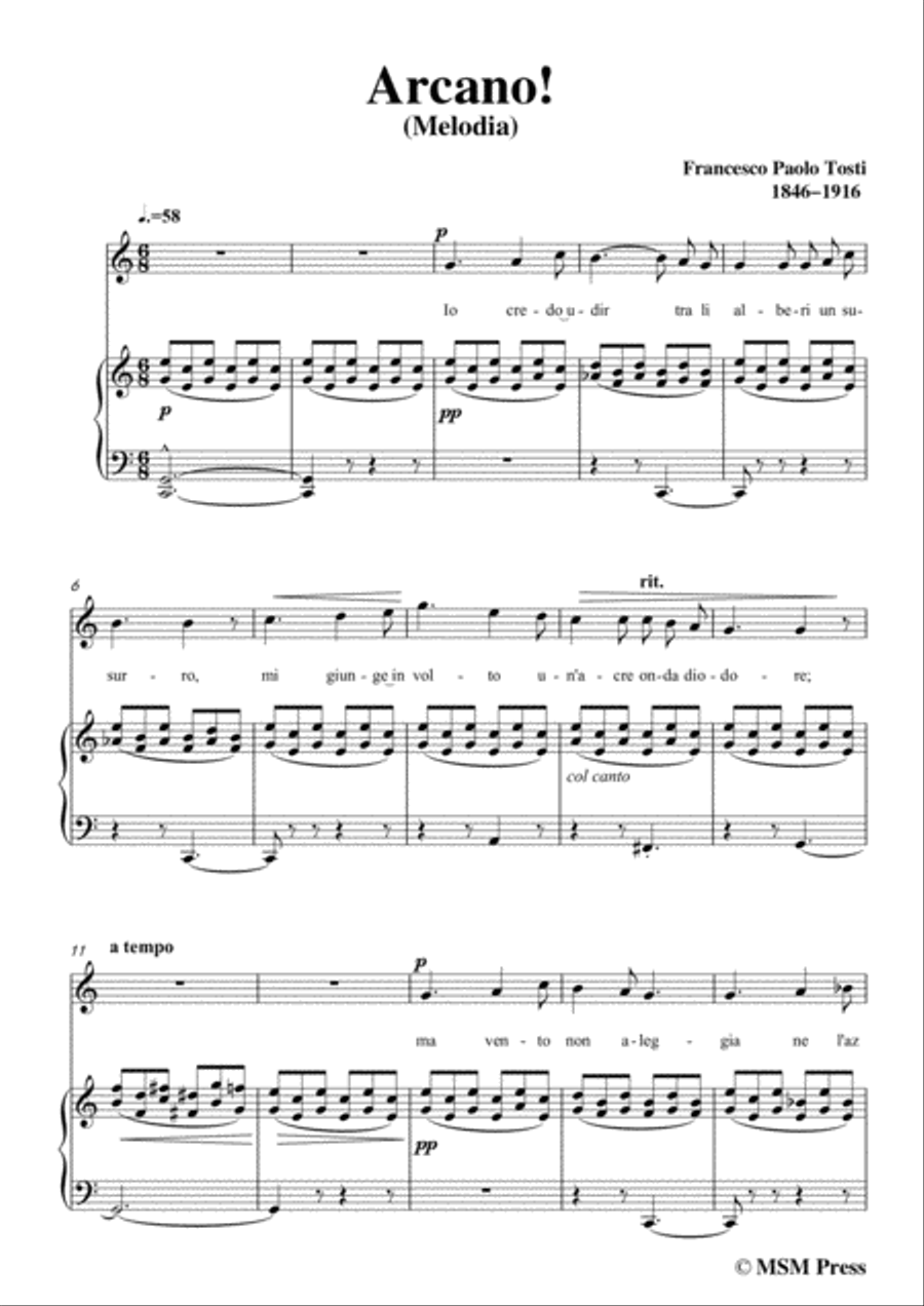 Tosti-Arcano! in C Major,for voice and piano Voice Solo scores gallery preview page 3