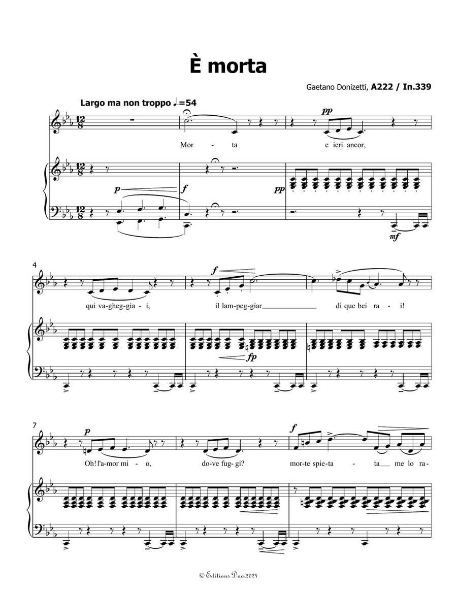 È morta, by Donizetti, in c minor Piano, Vocal scores gallery preview page 3