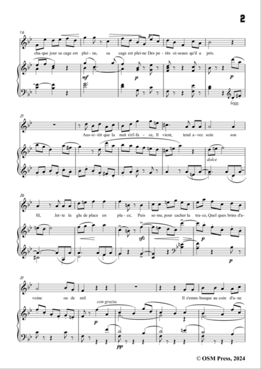 Paladilhe-L'oiseleur amour,from 'Deux chansons de Guy de Maupassant',in B flat Major Voice scores gallery preview page 3