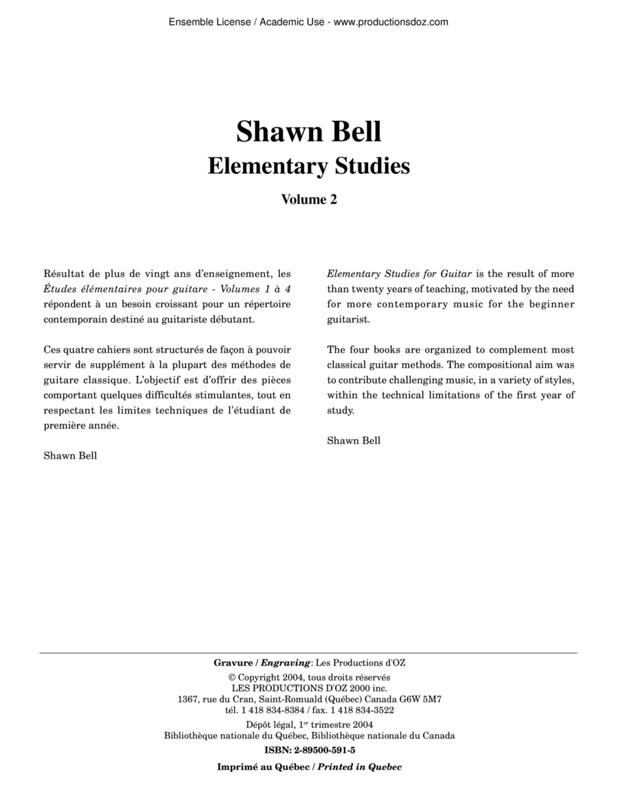 Elementary Studies, vol. 2 Classical Guitar scores gallery preview page 1