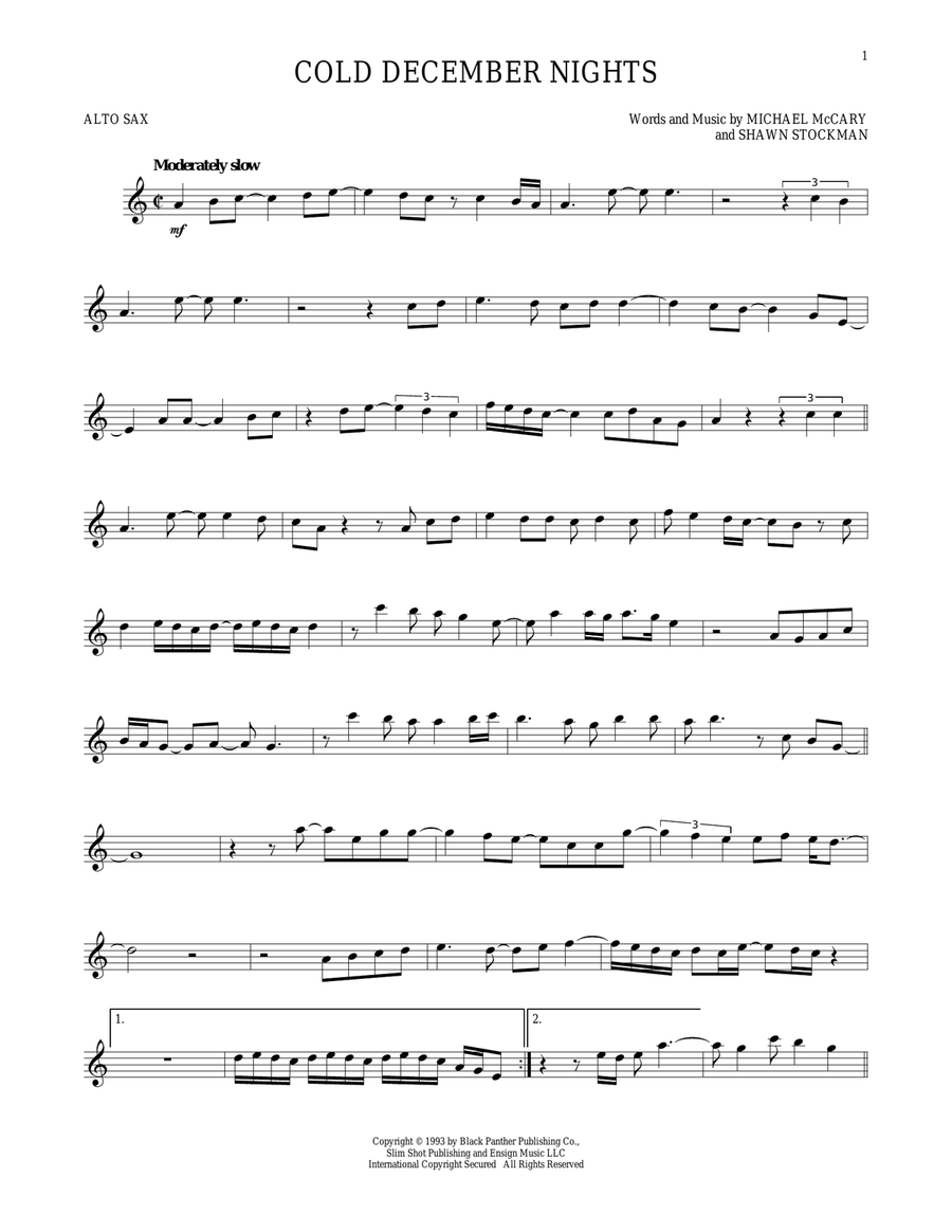 Cold December Nights Alto Saxophone scores gallery preview page 1