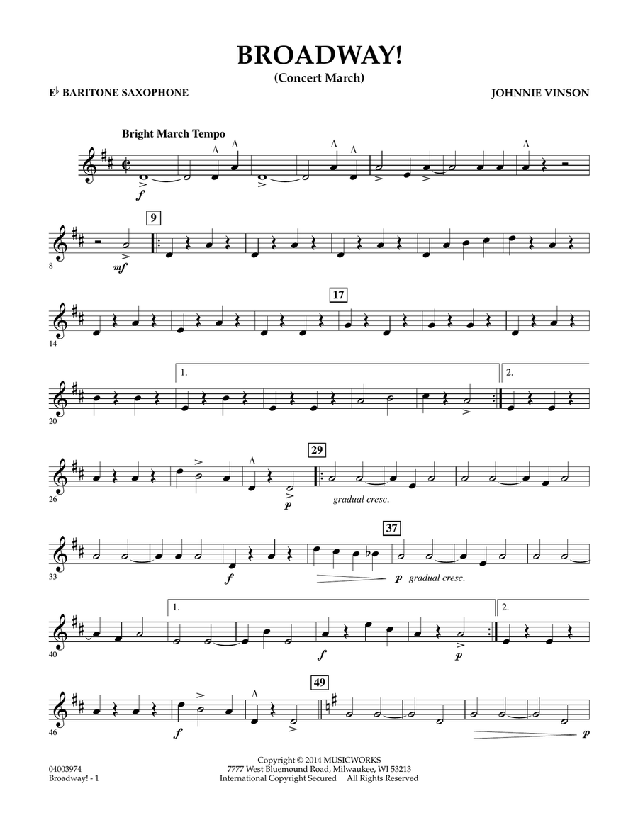 Broadway! - Eb Baritone Saxophone
