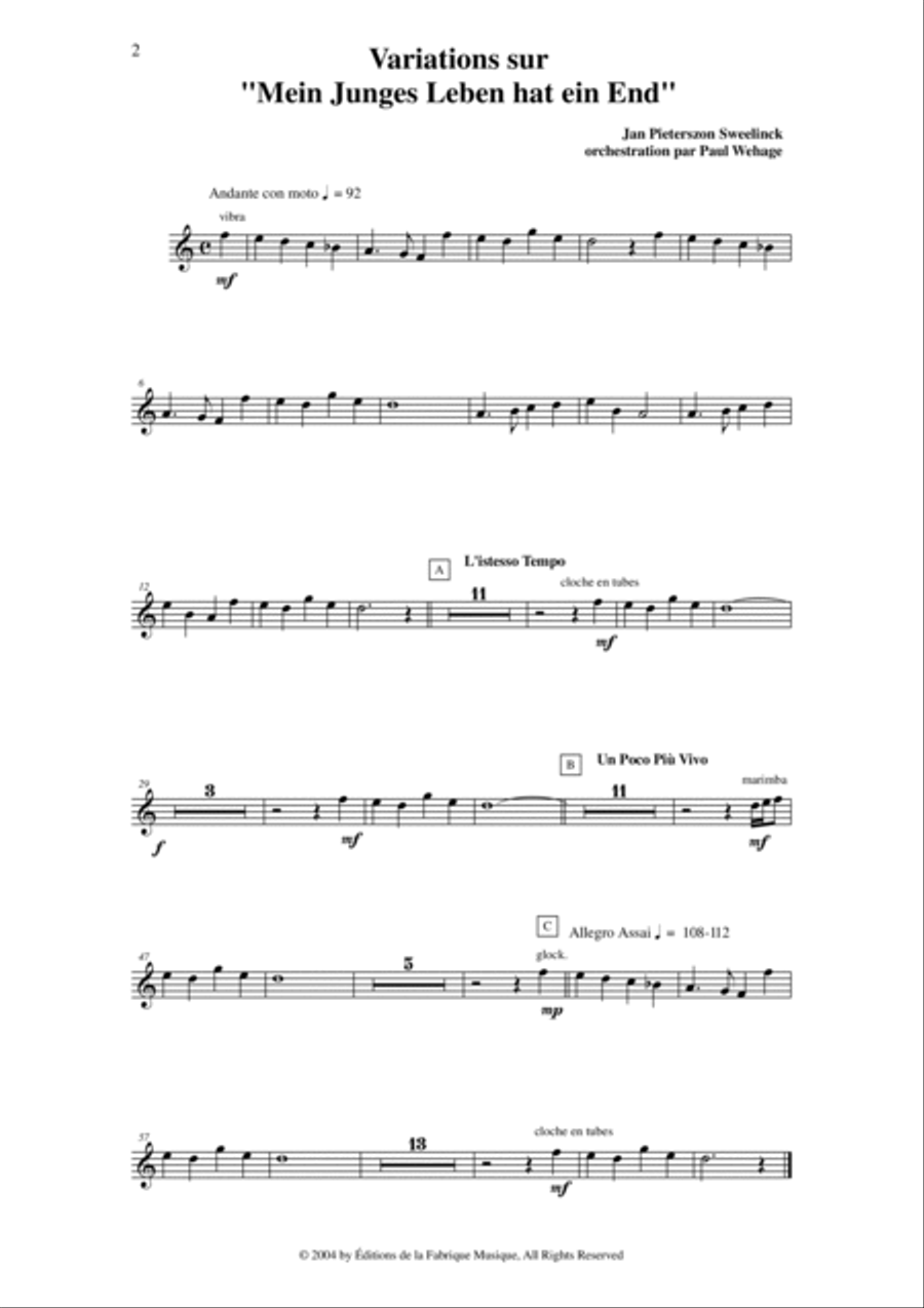 Jan Pieterszoon Sweelinck/Paul Wehage - Variations on 