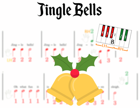 Jingle Bells - Pre-staff Finger Numbers on Black + White Keys image number null