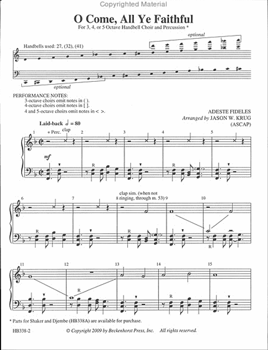O Come, All Ye Faithful - full score and parts for string quartet Choir scores gallery preview page 2