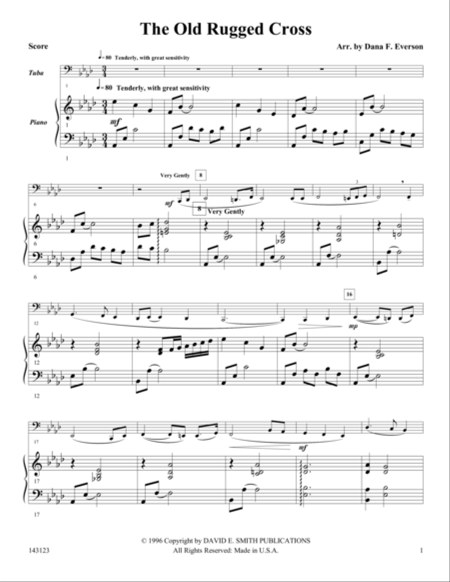 The Old Rugged Cross Tuba scores gallery preview page 1