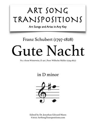 Book cover for SCHUBERT: Gute Nacht, D. 911 no. 1 (transposed to D minor)
