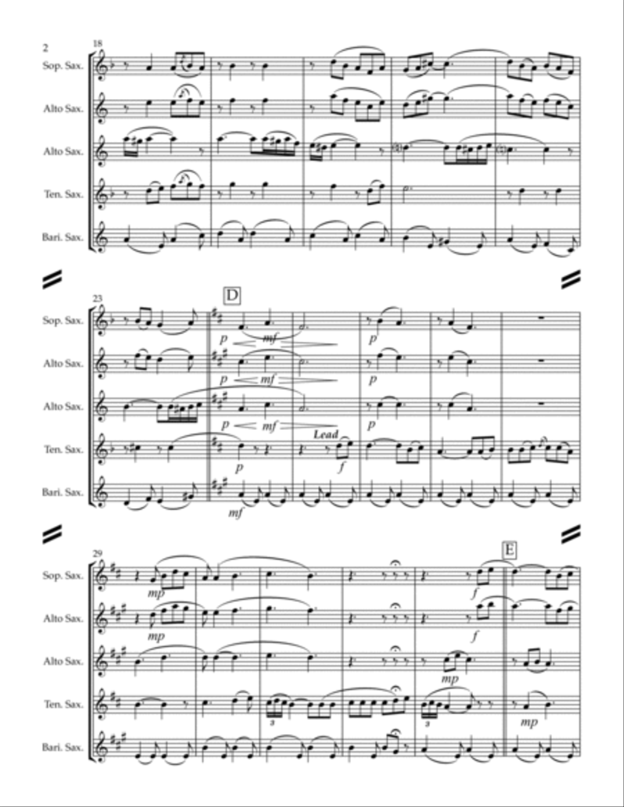 Maria, Mari! (Oh Marie) for Saxophone Quartet SATB or AATB) Saxophone Quartet scores gallery preview page 3