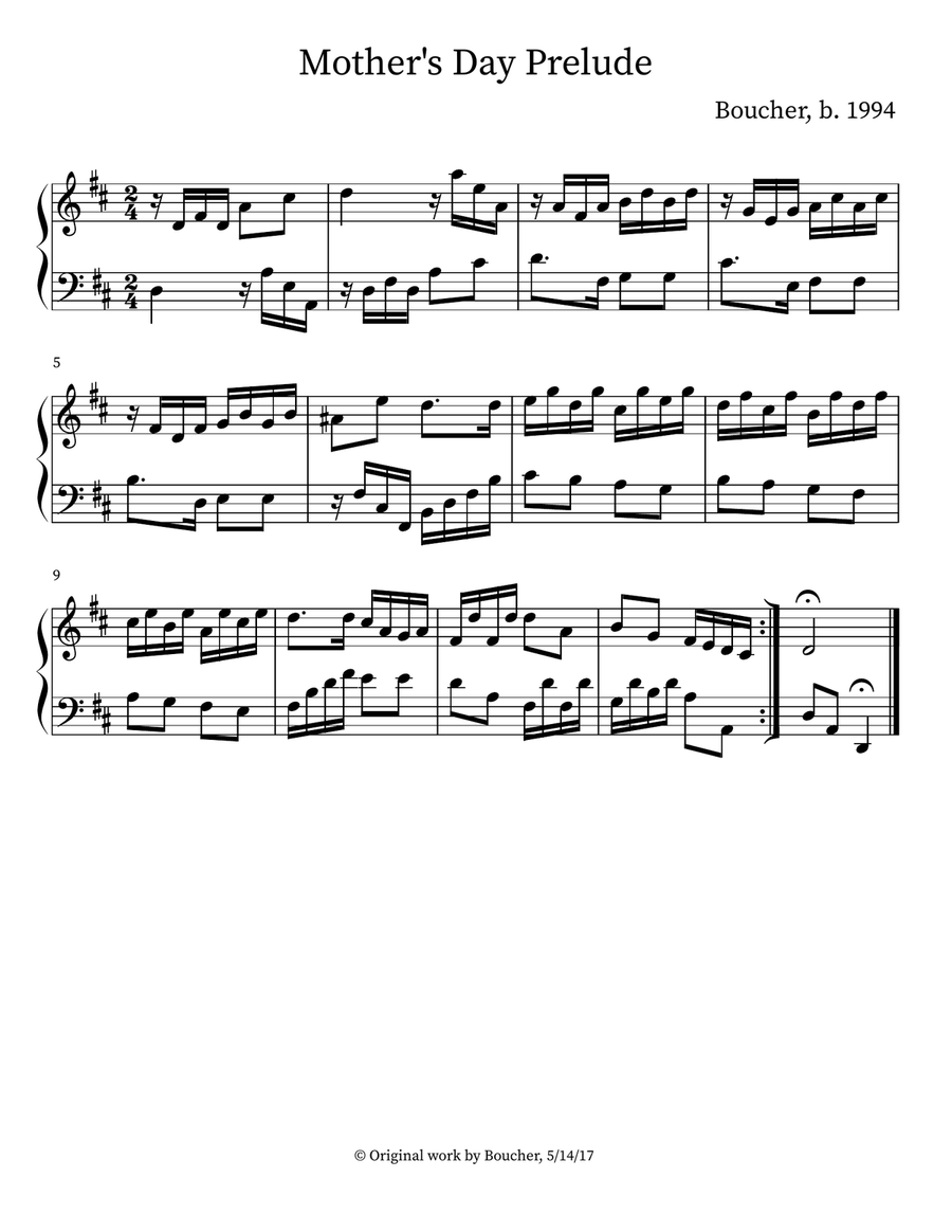 Mother's Day Prelude Easy Piano scores gallery preview page 1