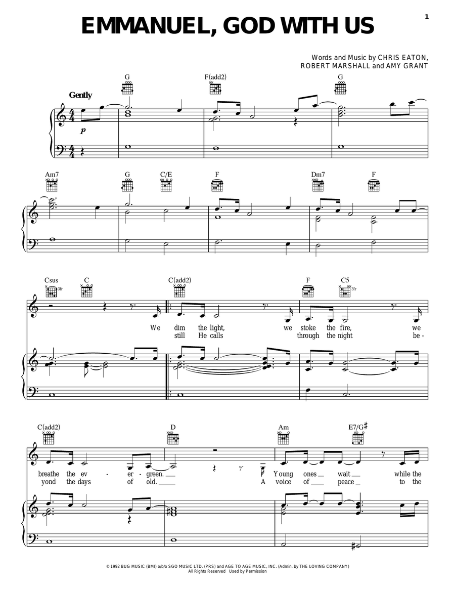 Emmanuel, God With Us Piano, Vocal, Guitar scores gallery preview page 1