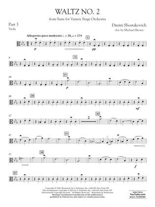 Book cover for Waltz No. 2 (from Suite for Variety Stage Orchestra) (arr. Brown) - Pt.3 - Viola