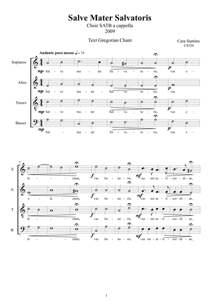 Salve Mater Salvatoris - Choir SATB a cappella image number null