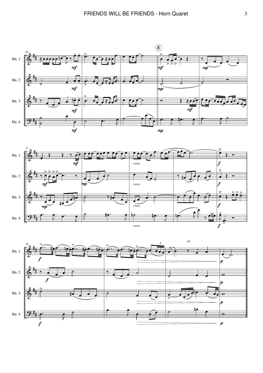 Friends Will Be Friends Brass Quartet scores gallery preview page 3