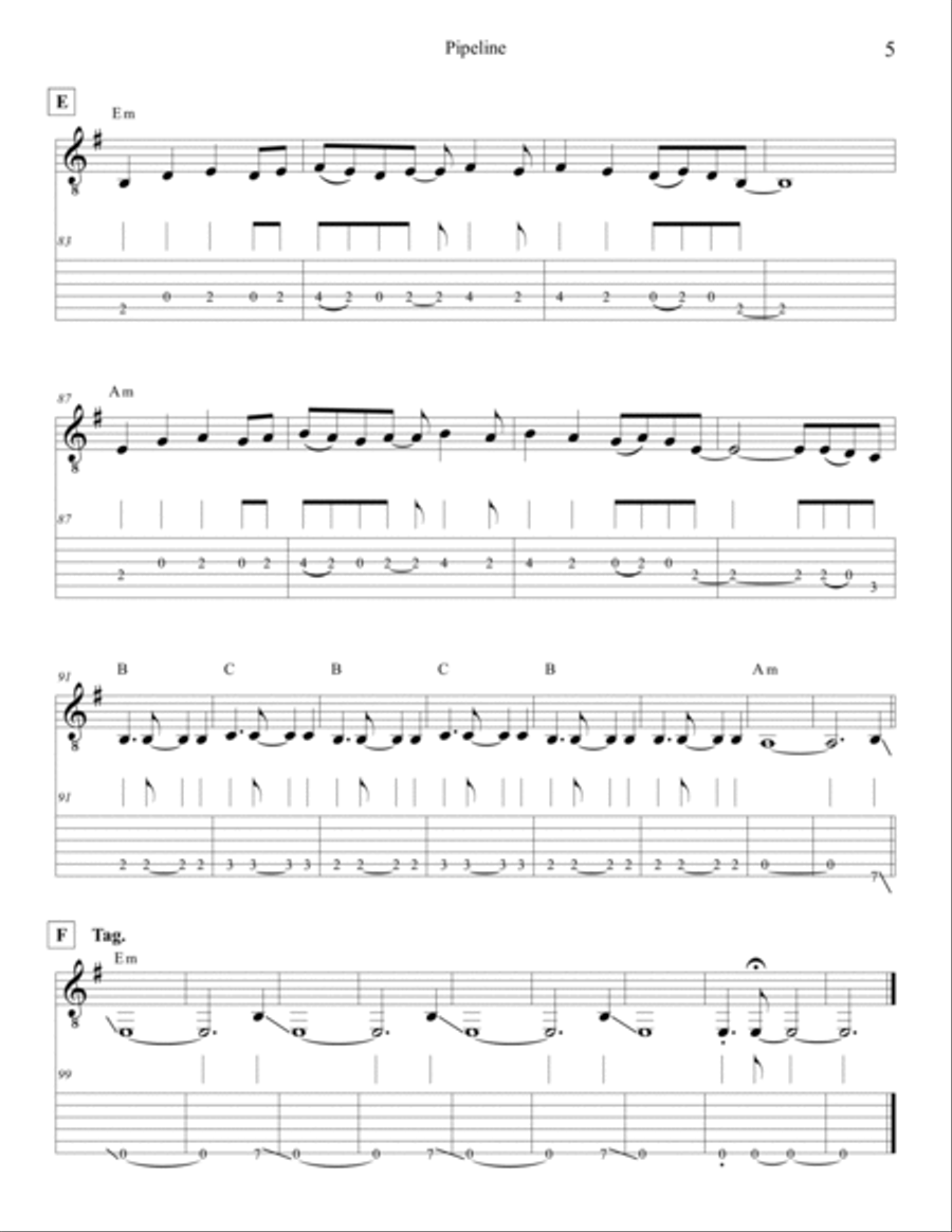Pipeline Easy Guitar scores gallery preview page 5
