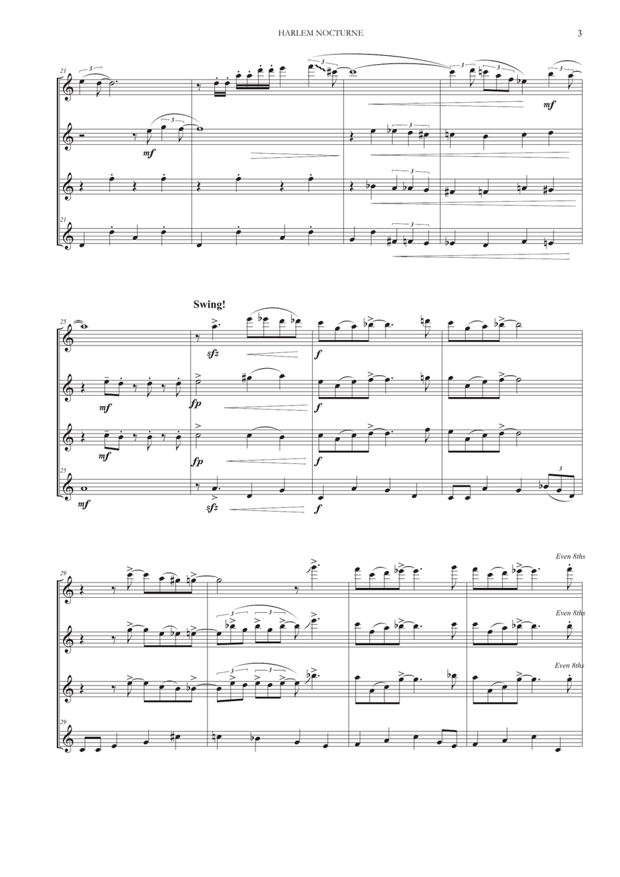 Harlem Nocturne Woodwind Quartet scores gallery preview page 4
