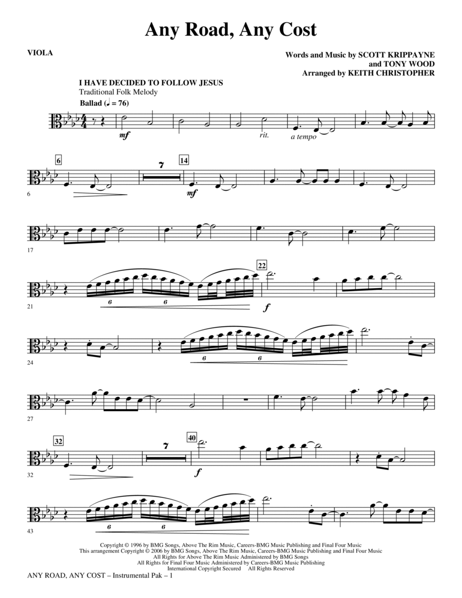 Any Road, Any Cost (arr. Keith Christopher) - Violin 2 Choir scores gallery preview page 1