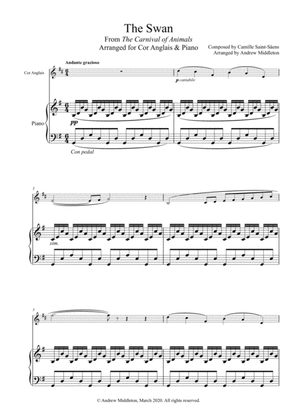 The Swan from The Carnival of Animals arranged for Cor Anglais and Piano