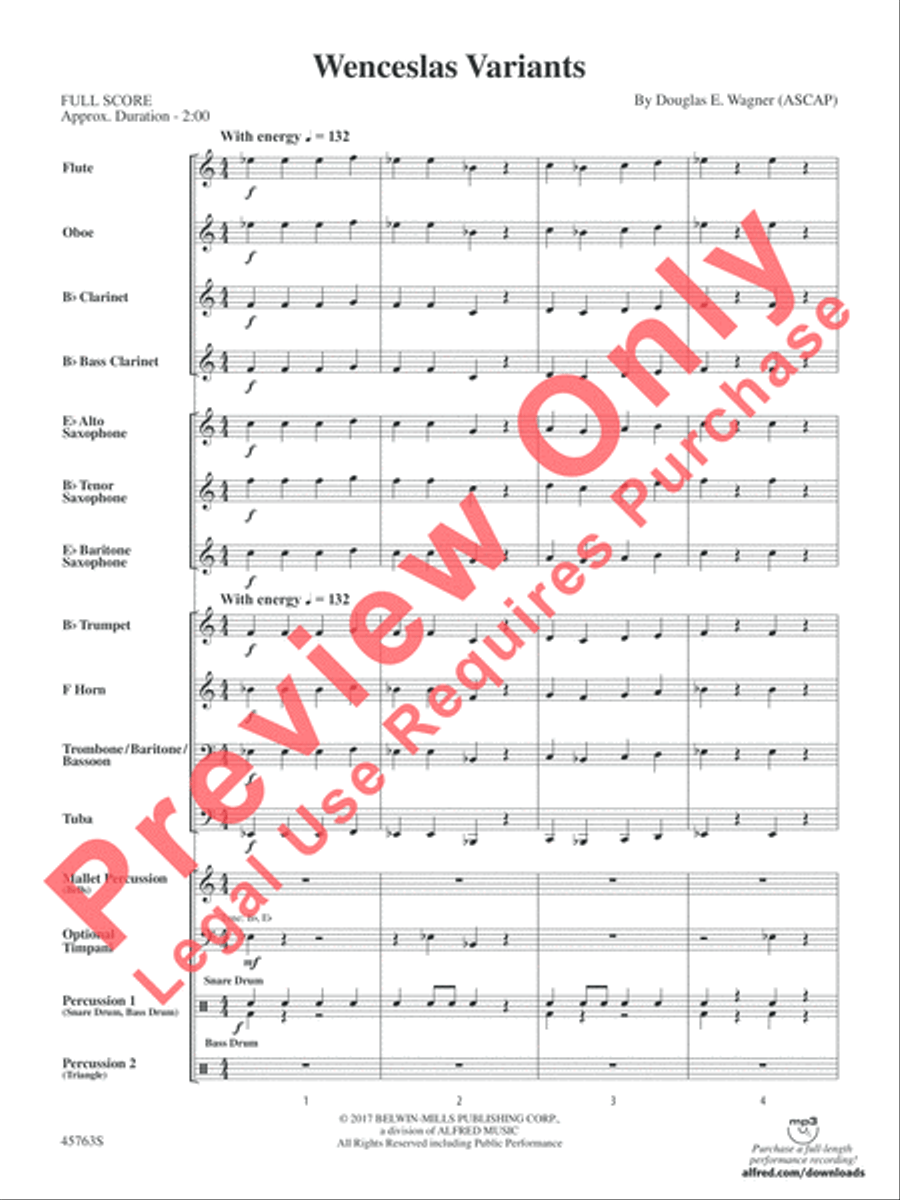 Wenceslas Variants Concert Band scores gallery preview page 3