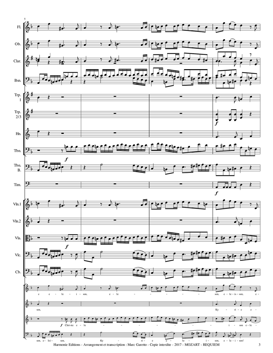 MOZART - REQUIEM K. 626 - Kyrie - Full Orchestra - SCORE & PARTS Full Orchestra scores gallery preview page 4