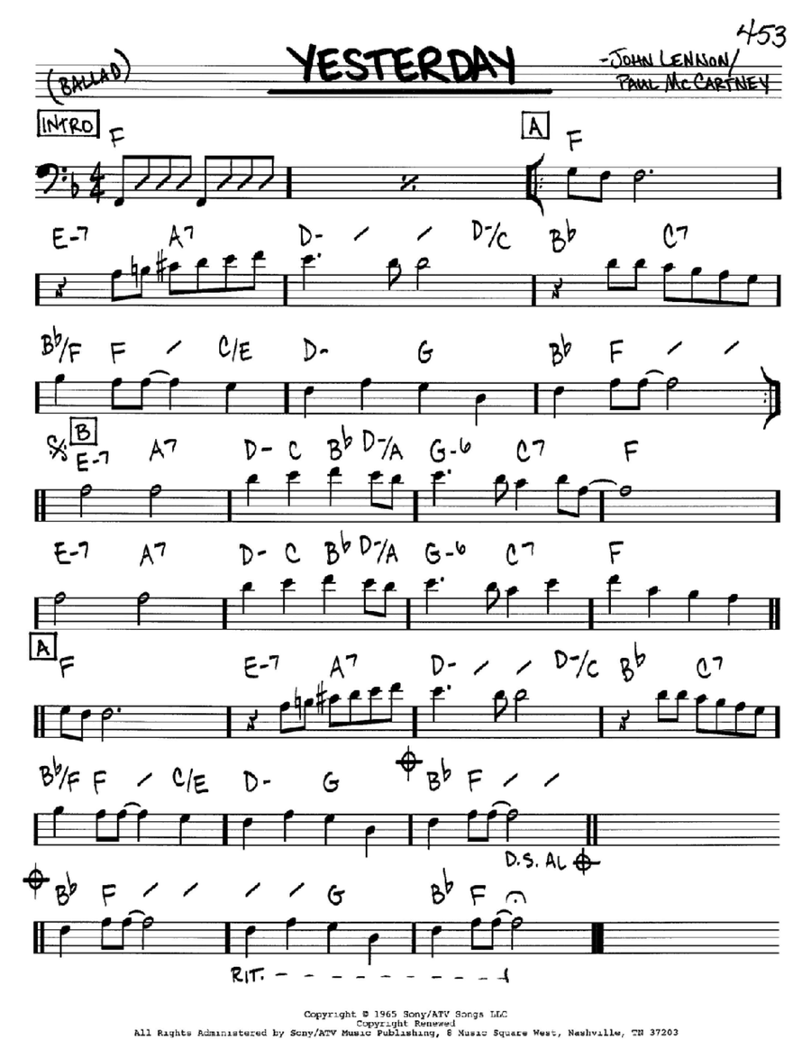 Yesterday Piano scores gallery preview page 1