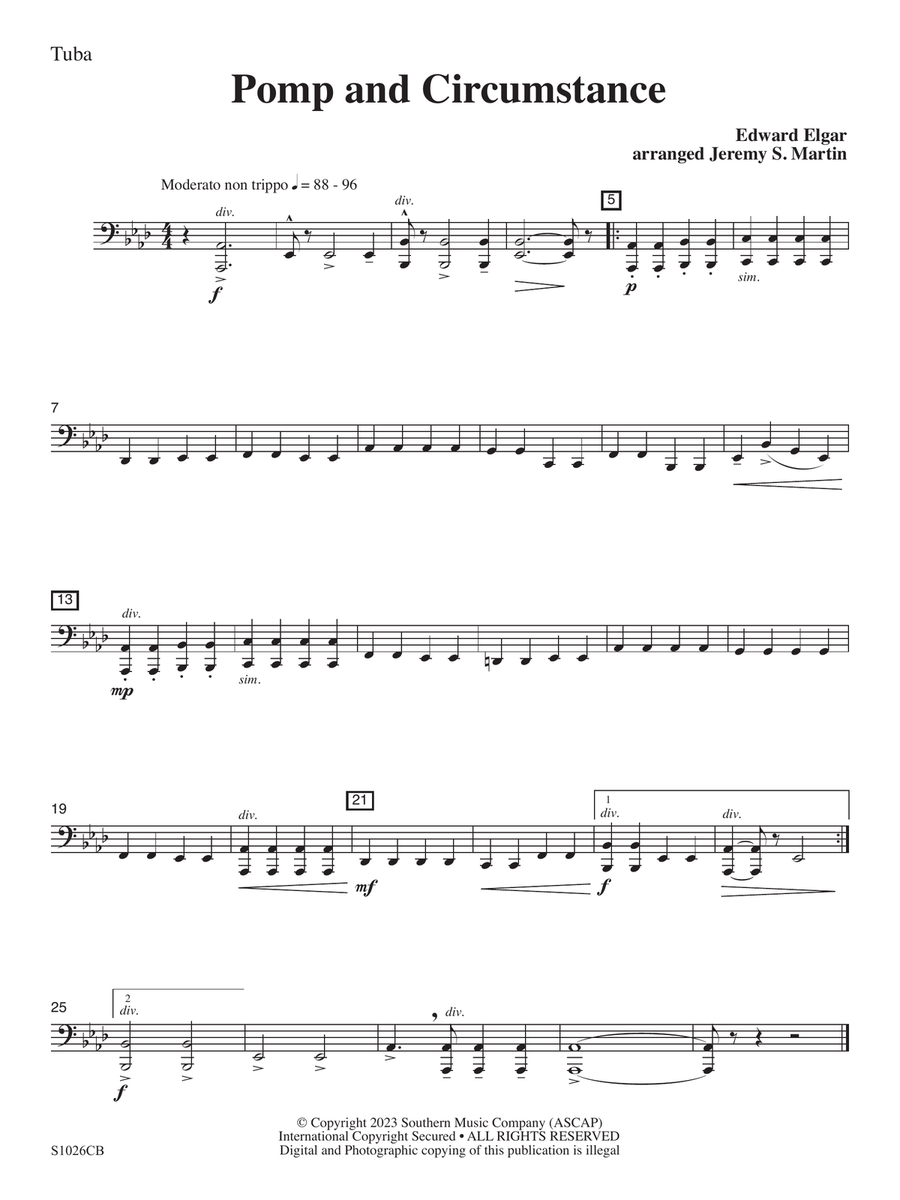Pomp and Circumstance (Easy) (arr. Jeremy Martin) - Tuba Concert Band scores gallery preview page 1