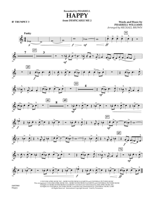Book cover for Happy (from Despicable Me 2) (arr. Michael Brown) - Bb Trumpet 3