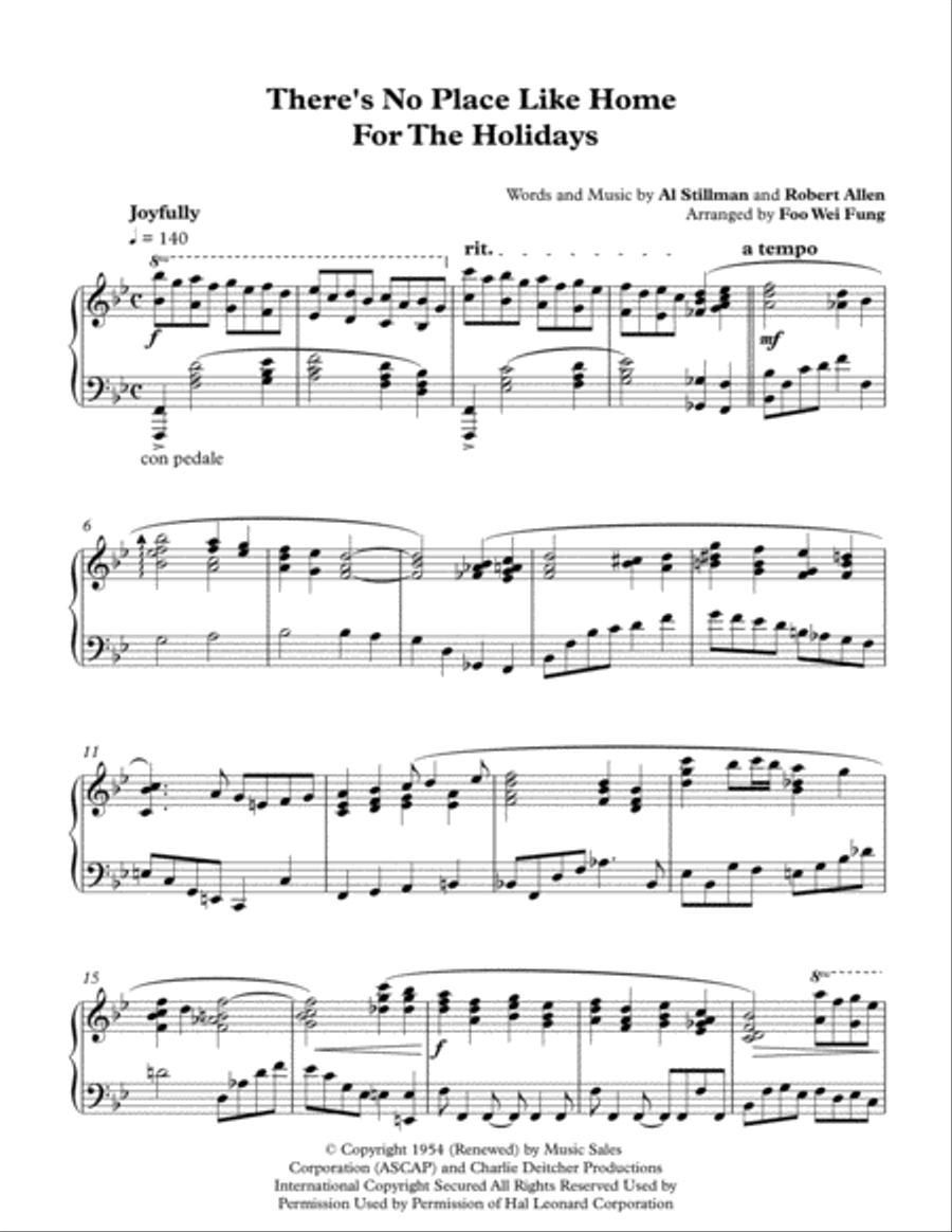 (There's No Place Like) Home For The Holidays (There's No Place Like) Home For The Holidays Piano Solo scores gallery preview page 1