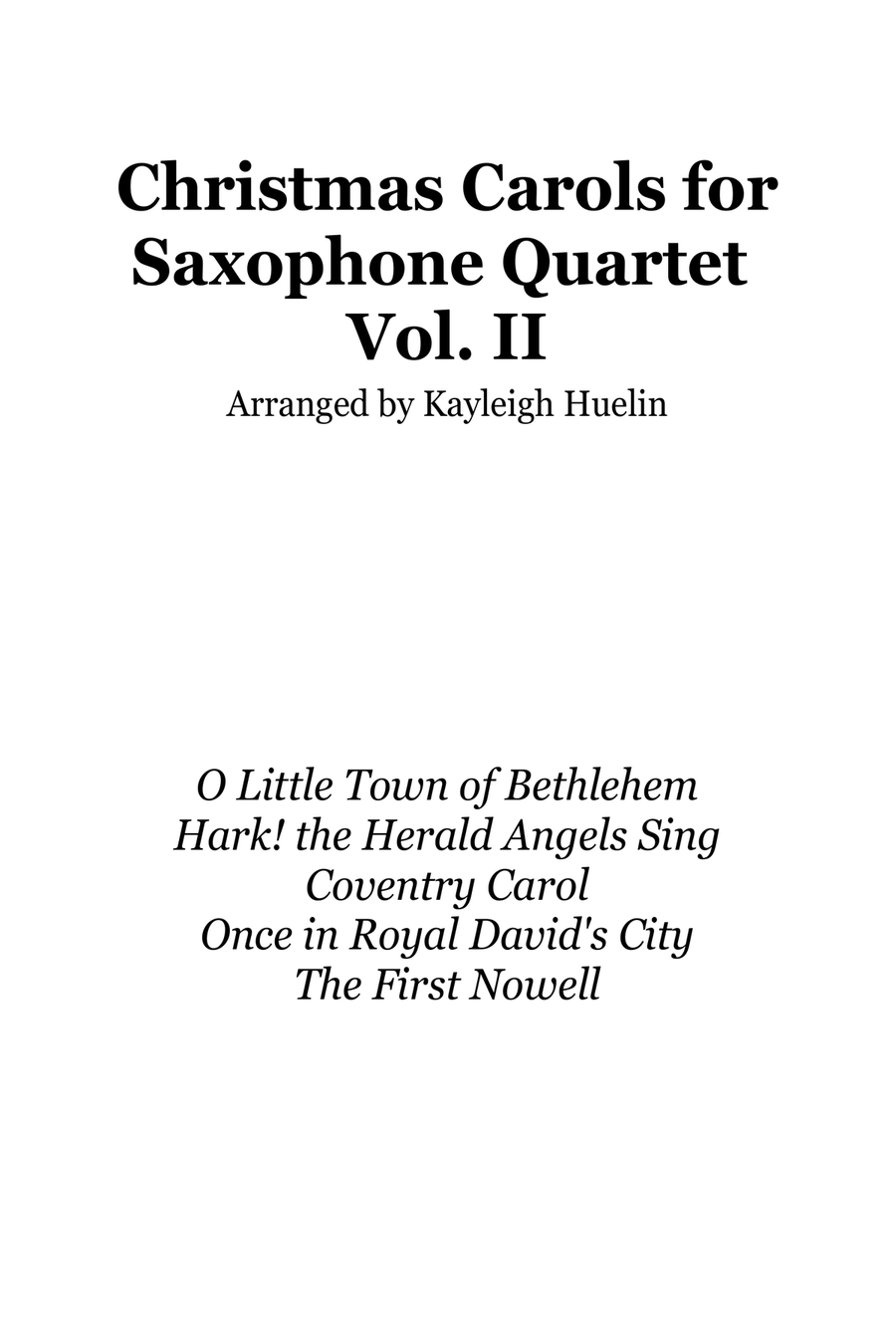 Christmas Carol Selection vol. 2 for AATB Saxophone quartet Saxophone Quartet scores gallery preview page 1
