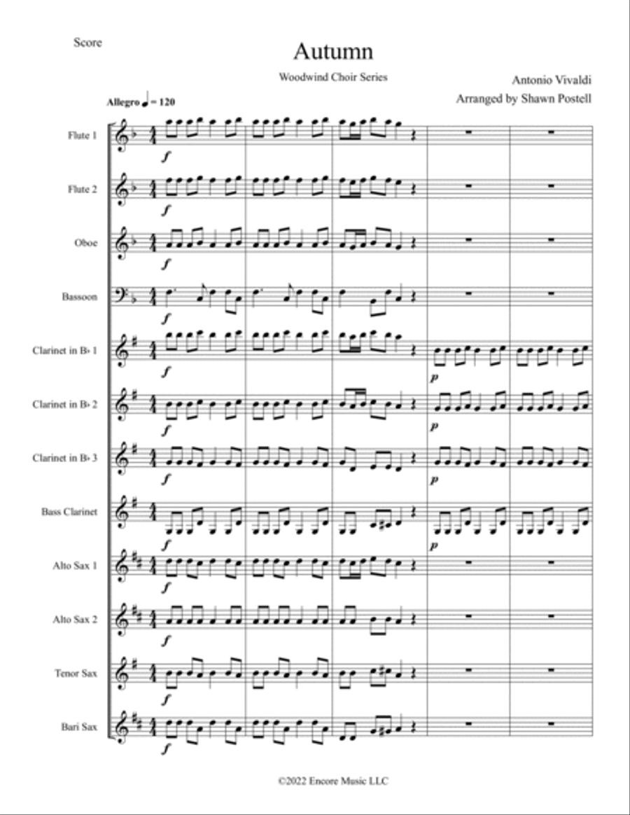The Four Seasons The Four Seasons Woodwind Ensemble scores gallery preview page 2