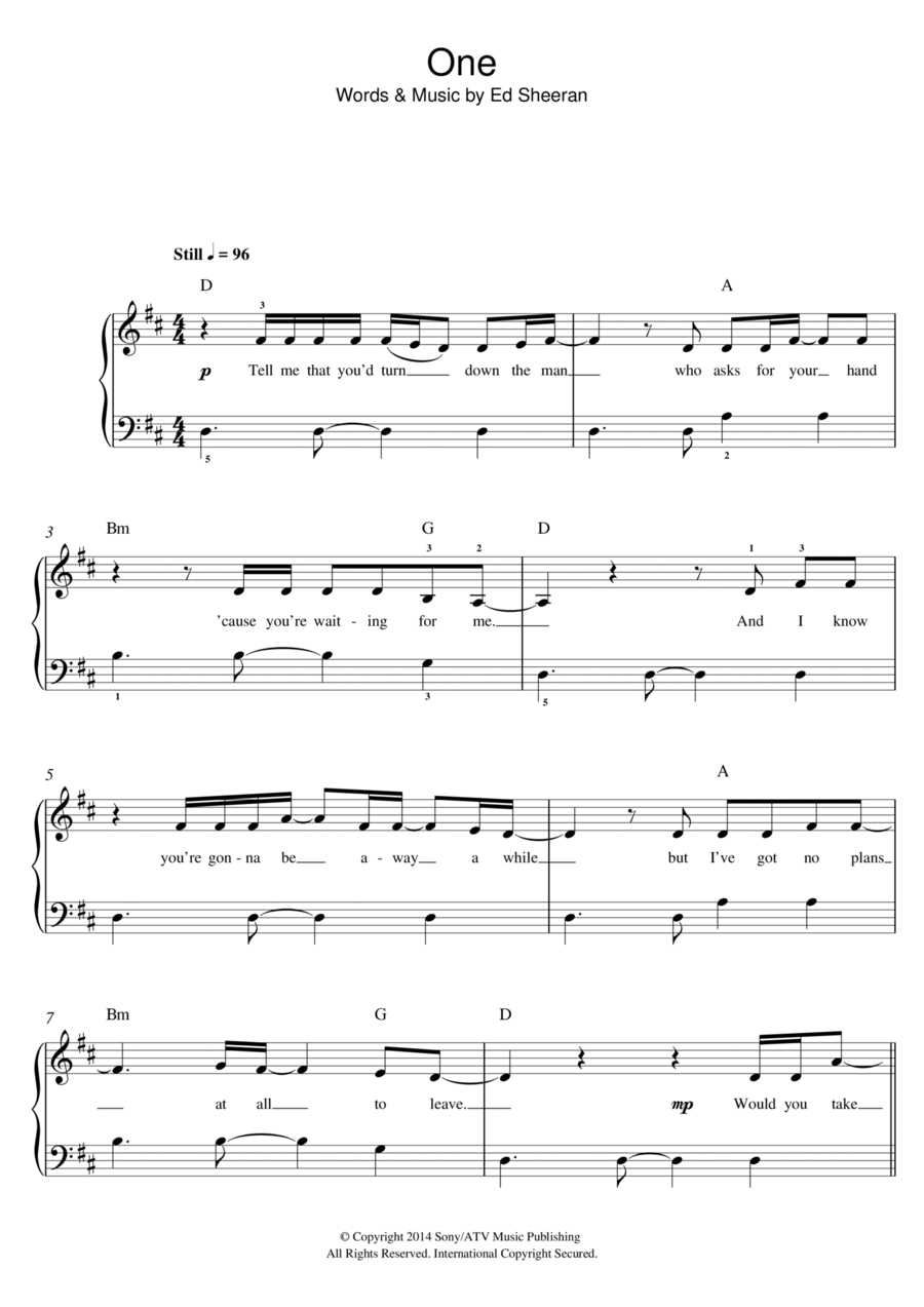 One One Easy Piano scores gallery preview page 1