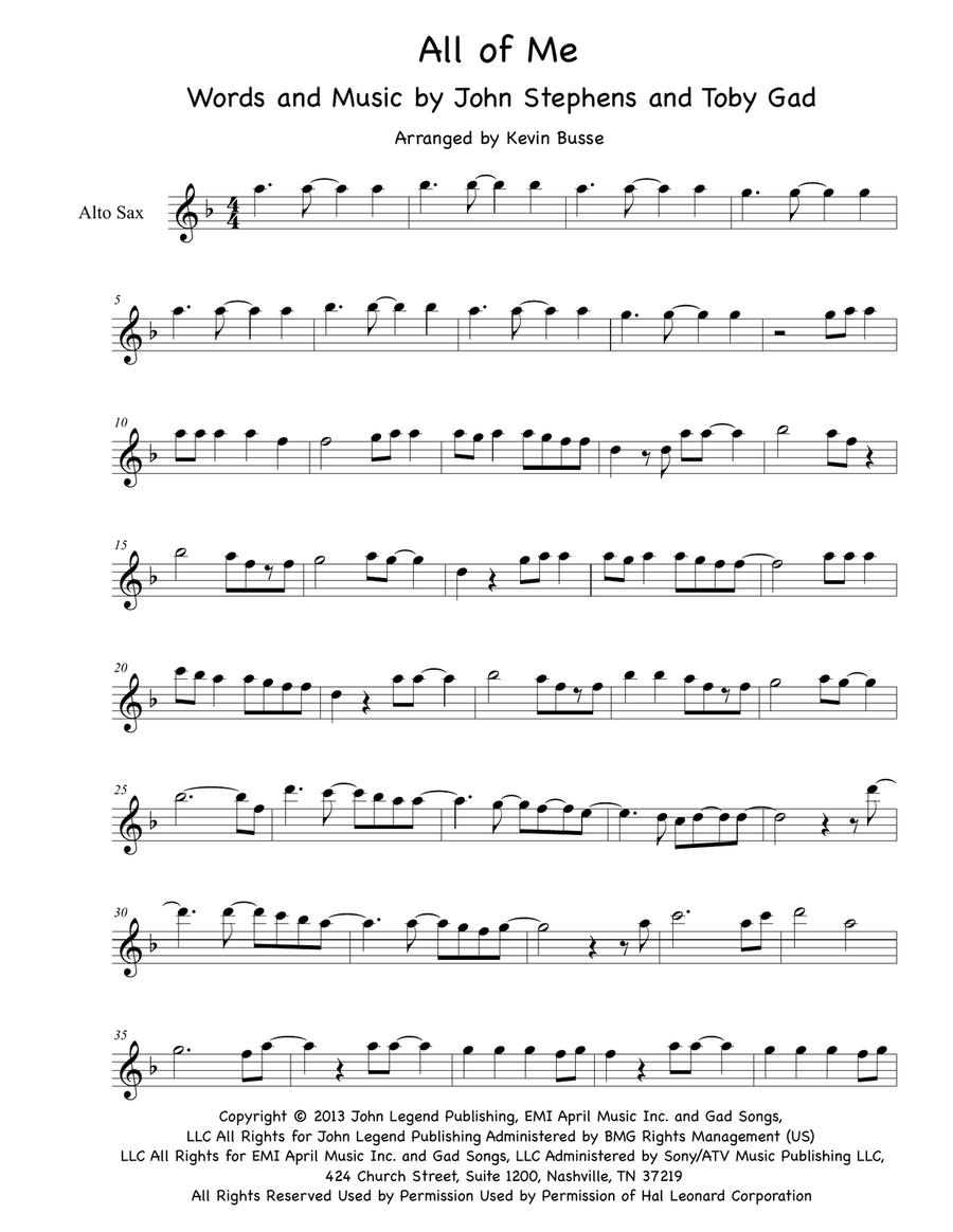 All Of Me Alto Saxophone scores gallery preview page 1