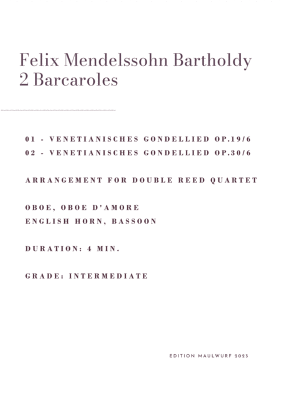 2 Barcaroles Woodwind Quartet scores gallery preview page 2