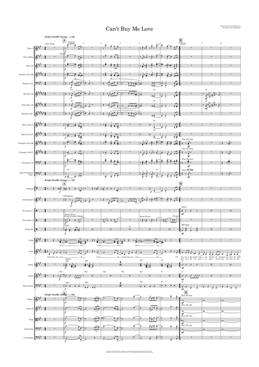Can't Buy Me Love Full Orchestra scores gallery preview page 1