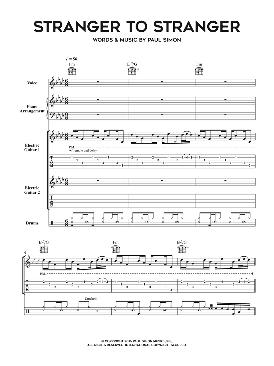 Stranger To Stranger Stranger To Stranger Piano, Vocal scores gallery preview page 1