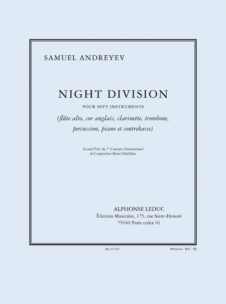 Night Division Pour 7 Instruments (flute Alto, Cor Anglais, Clarinette, Trom