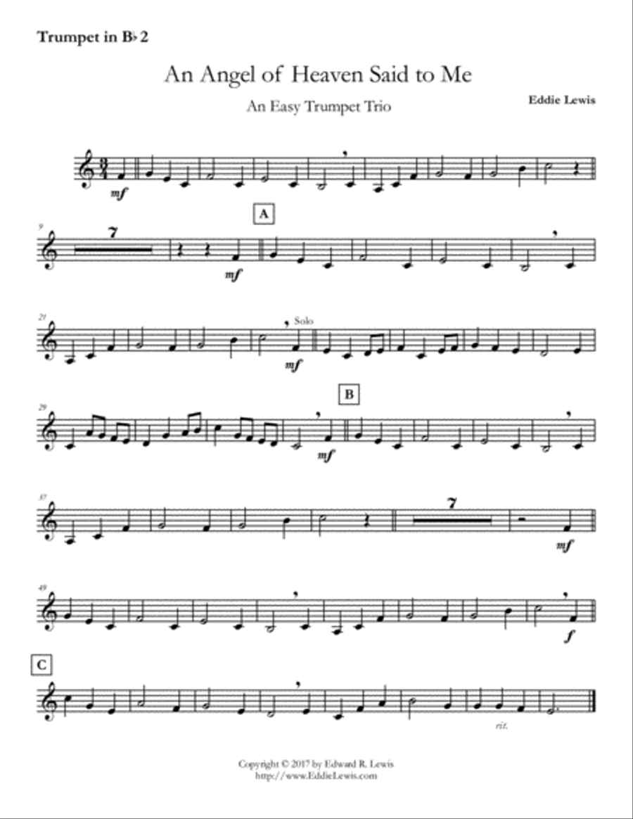 An Angel from Heaven Said to Me - Easy Trumpet Trio - Eddie Lewis Trumpet Trio scores gallery preview page 3