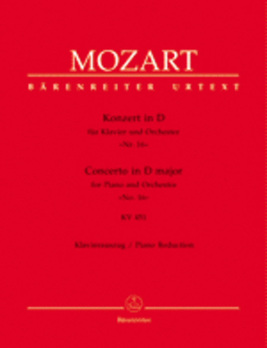 Concerto for Piano and Orchestra, No. 16 D major, KV 451