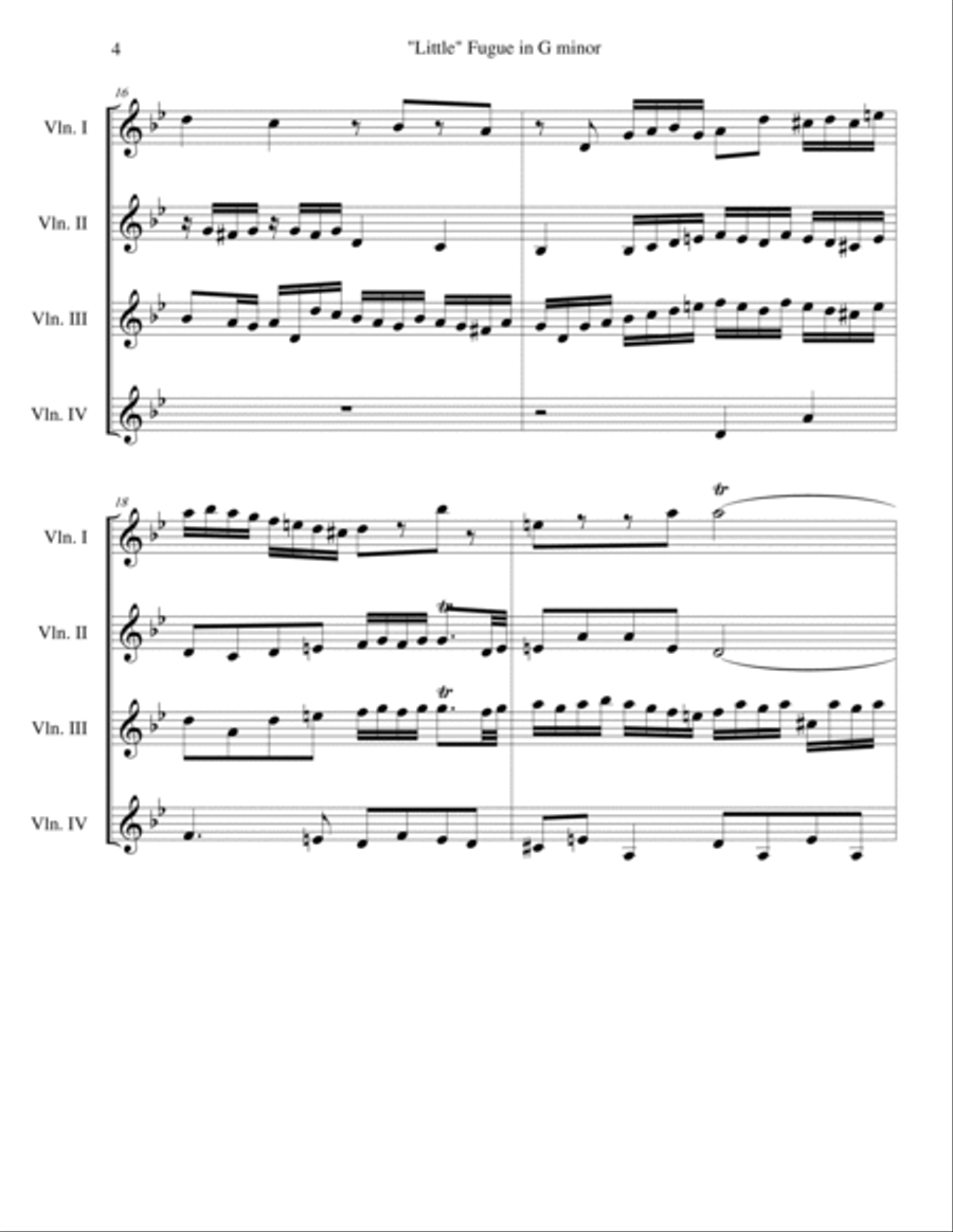 Little Fugue in G minor, BWV 578 Violin Solo scores gallery preview page 4
