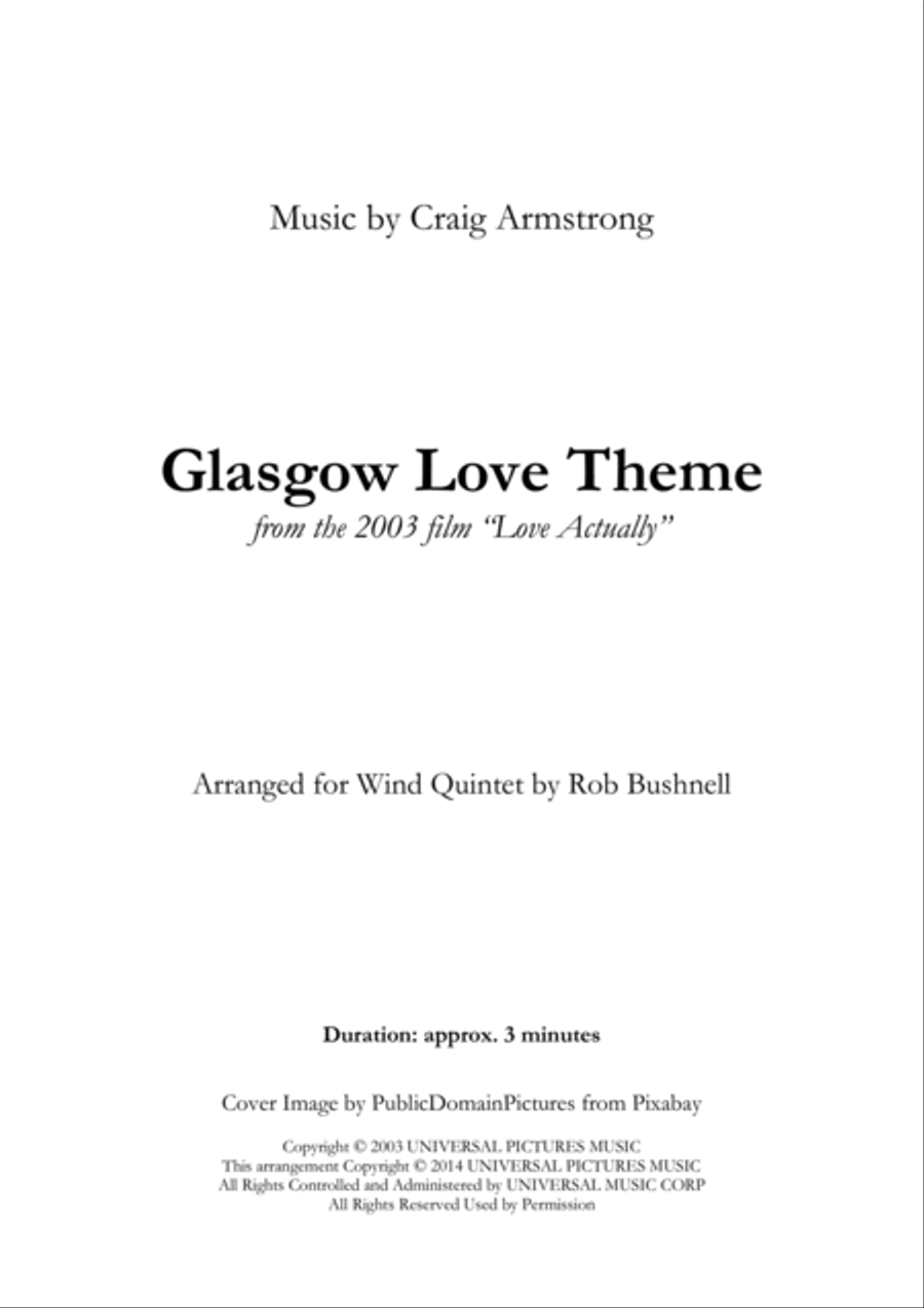 Glasgow Love Theme Woodwind Quintet scores gallery preview page 2