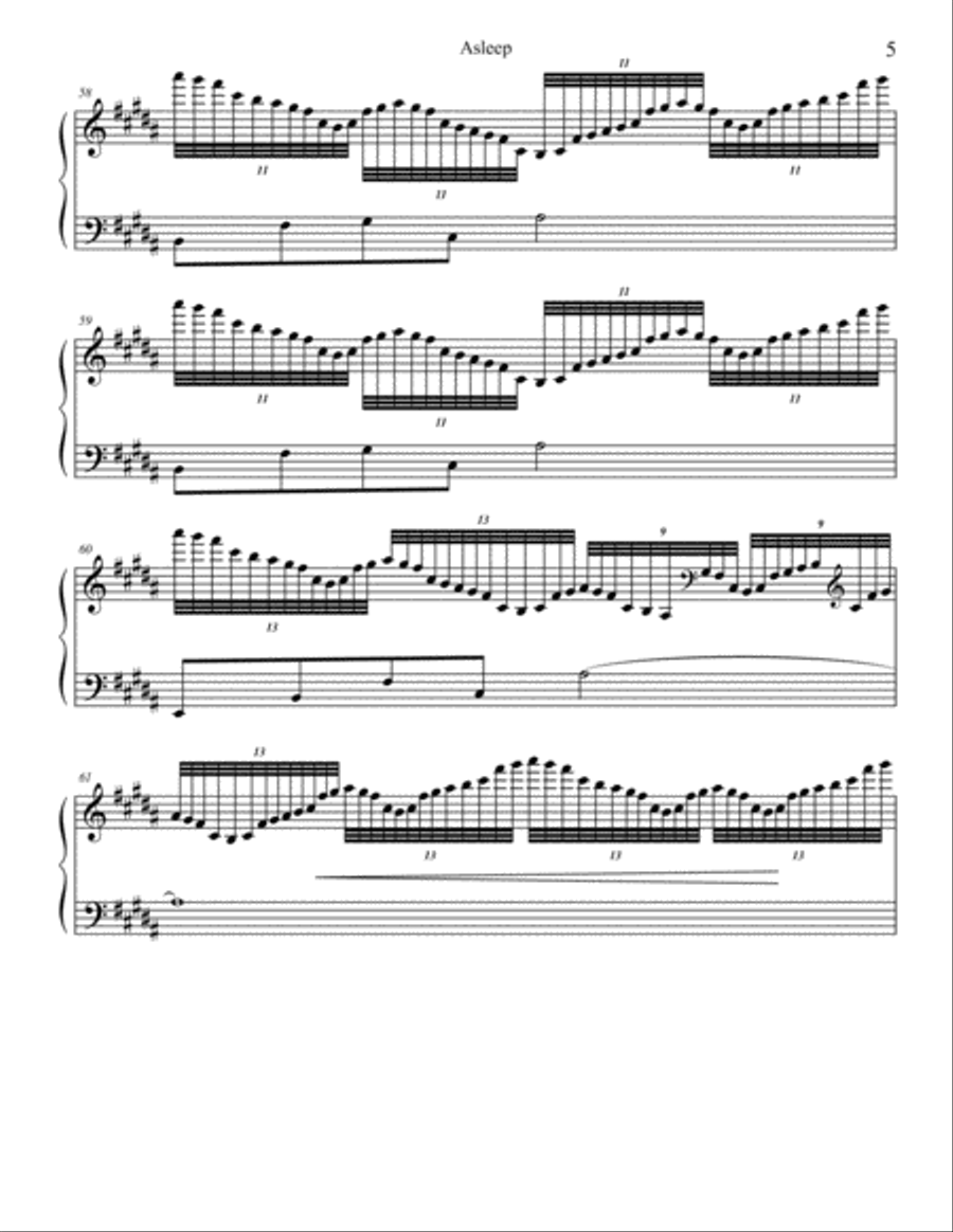 Asleep Piano Solo scores gallery preview page 5