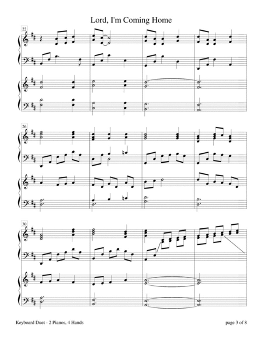 Lord, I'm Coming Home (2 Pianos, 4 Hands Duet) 2 Pianos, 4-Hands scores gallery preview page 5