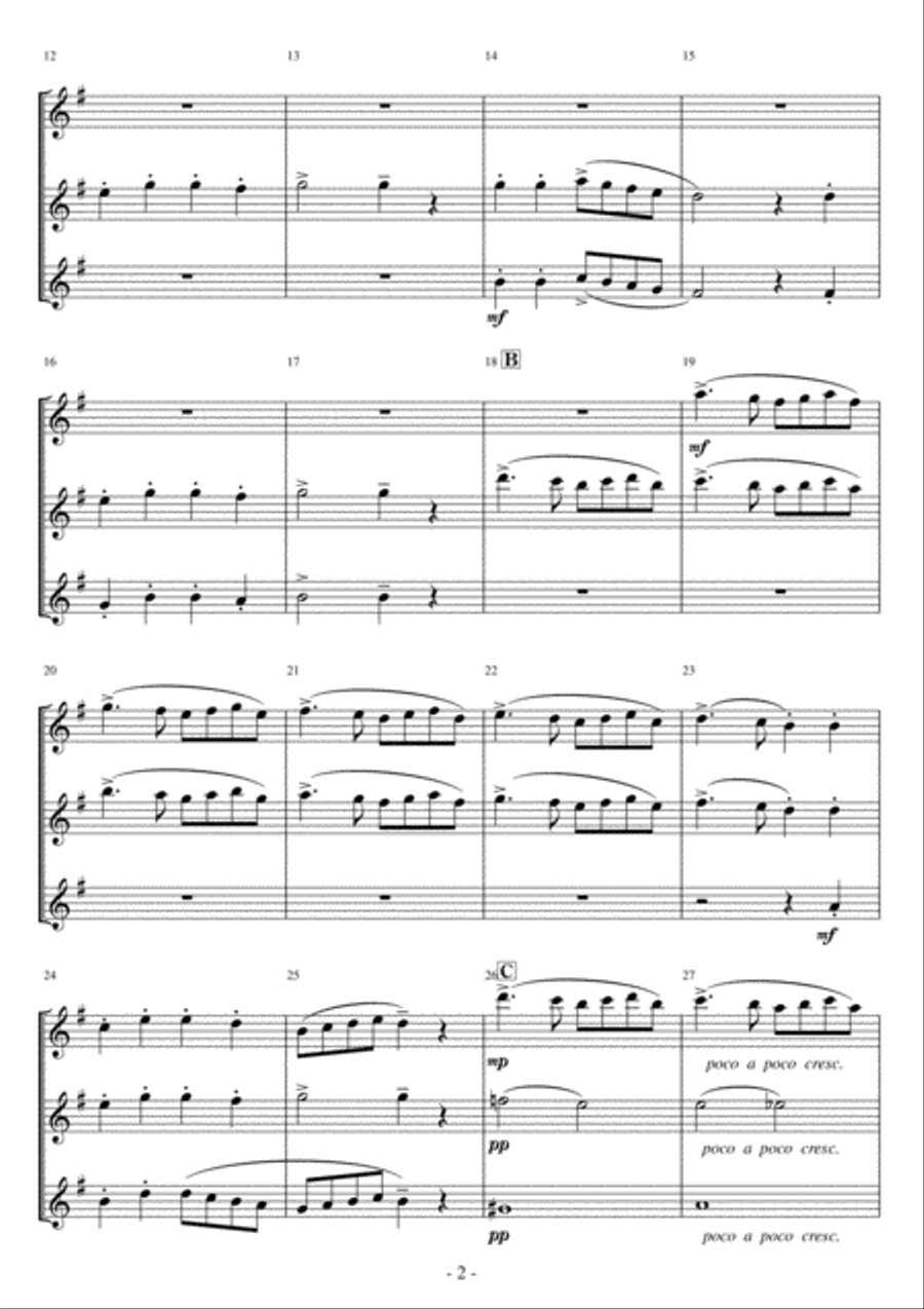 <Flute Trio> Ding Dong, Merrily on High Flute Trio scores gallery preview page 2