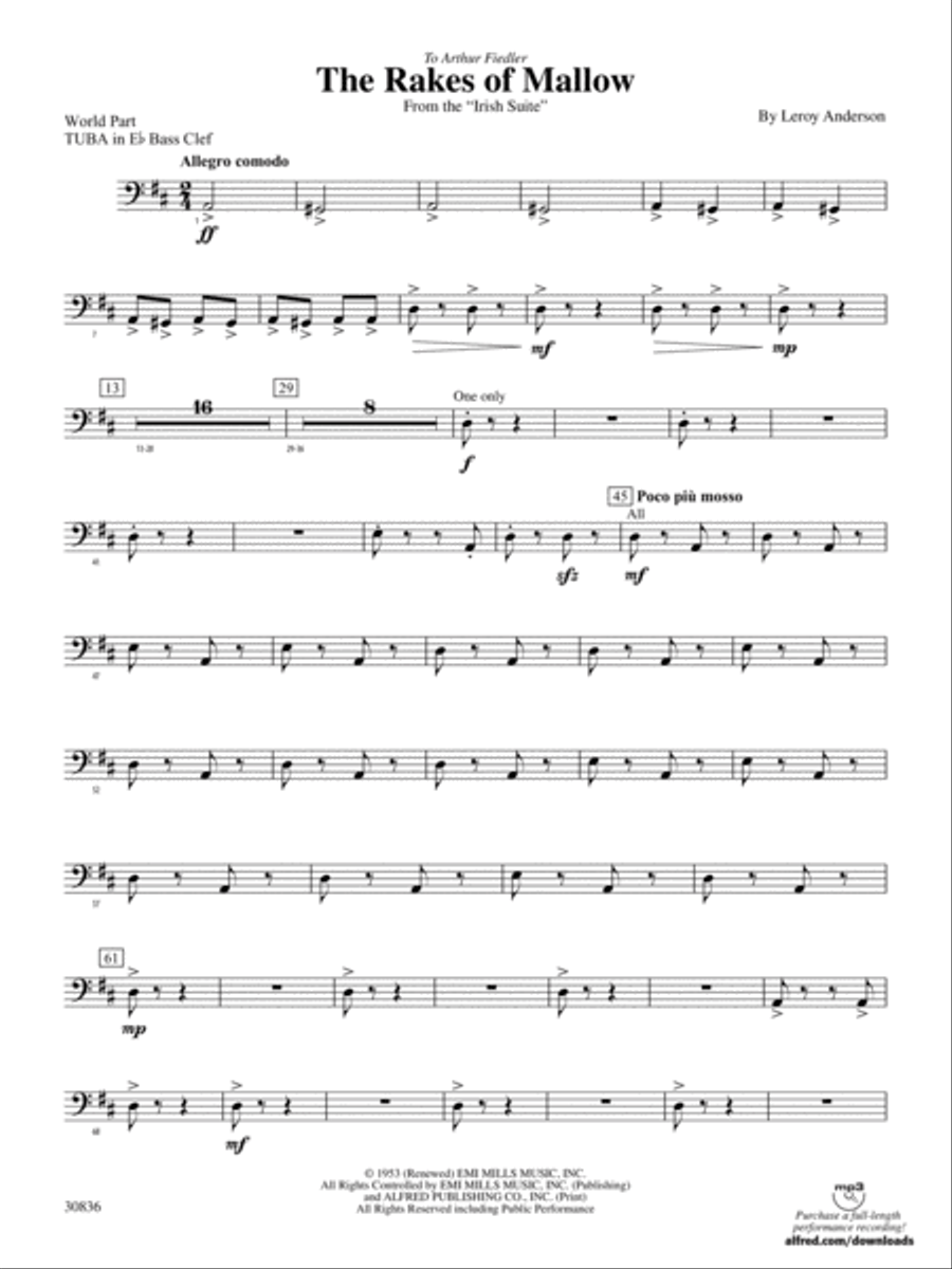 The Rakes of Mallow (from the Irish Suite): (World Part) E-flat Tuba B.C. Concert Band scores gallery preview page 1