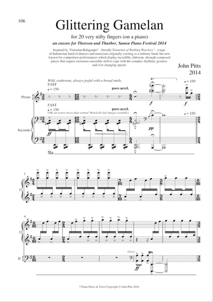 Glittering Gamelan 2 Pianos, 4-Hands scores gallery preview page 2