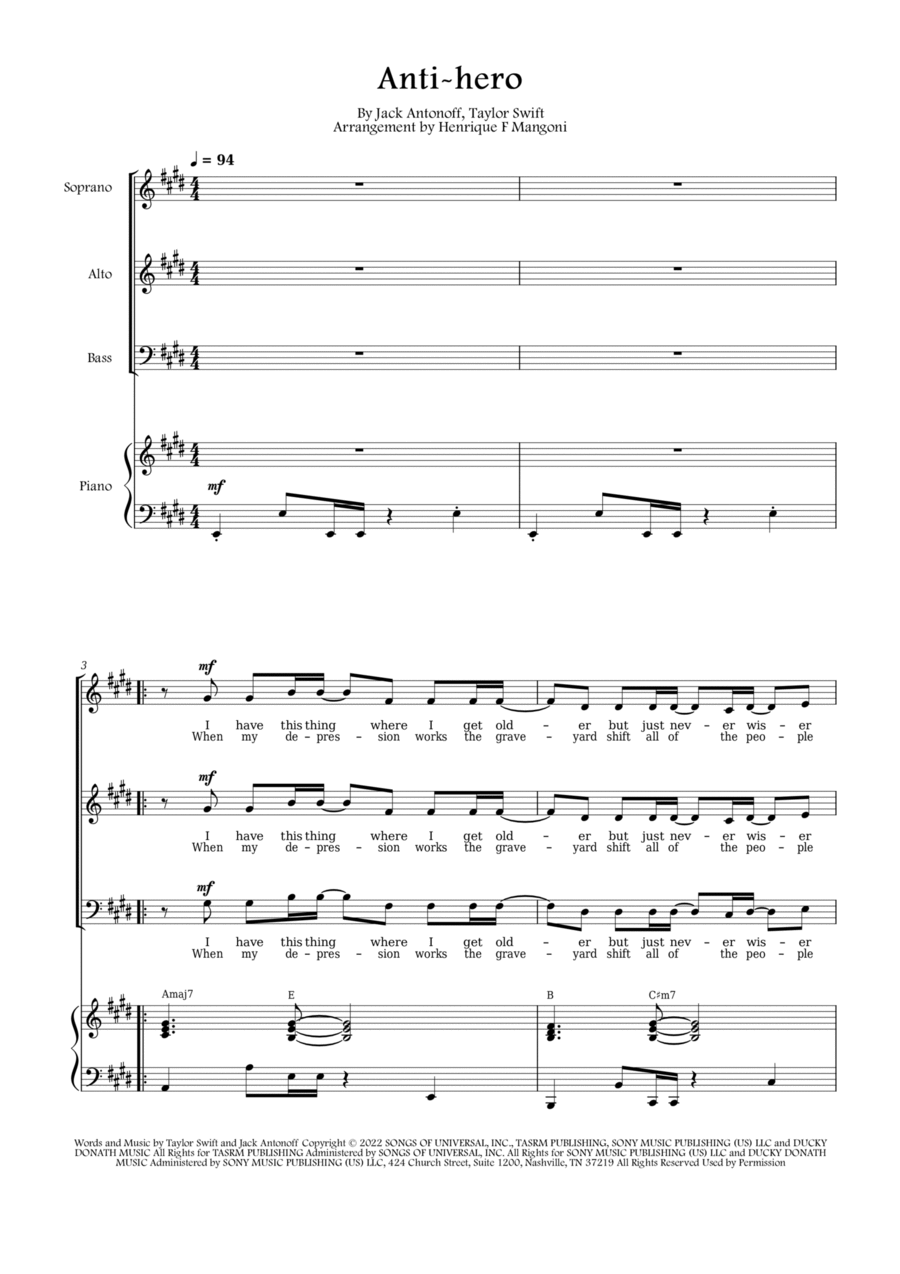 Anti-hero 3-Part scores gallery preview page 1
