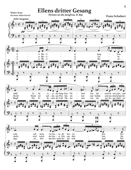 SCHUBERT: Ellens Gesang III, D. 839 (transposed to F major)