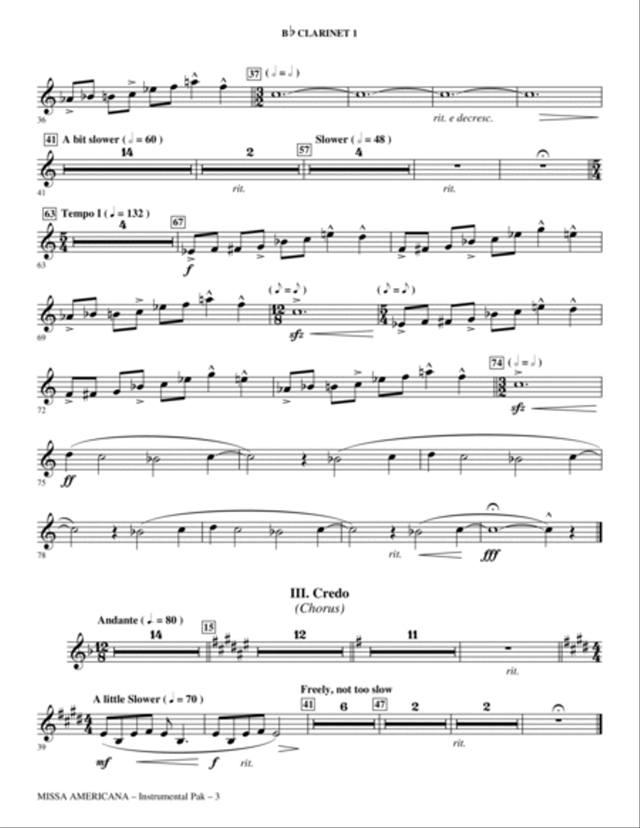 Missa Americana - Bb Clarinet 1 Choir scores gallery preview page 3