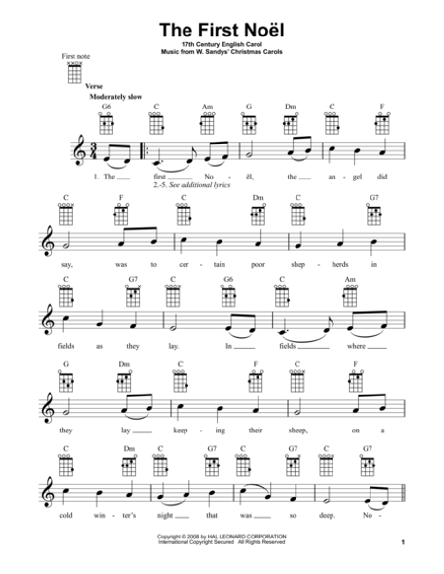 The First Noel The First Noel Ukulele scores gallery preview page 1