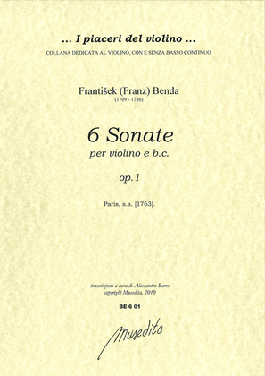 Book cover for 6 Sonate op.1 (Paris, 1763)